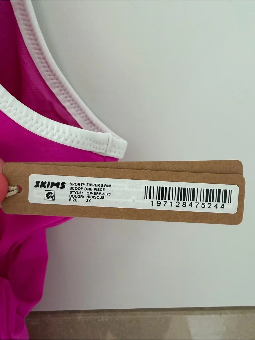 NWT - SKIMS Hot Pink One-Piece Swimsuit with White Trim (3X)